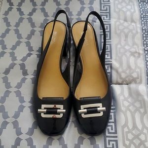 Michael Kors Black Leather/Patent Slingbacks